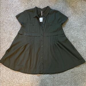 Free People Green Button-Down Dress